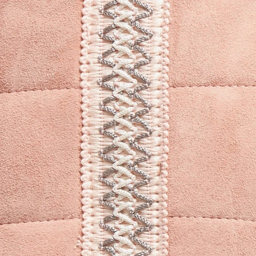 UGG® Tasman Quilted Suede Lined Mittens APPLE BLOSSOM Logo Tag NWT